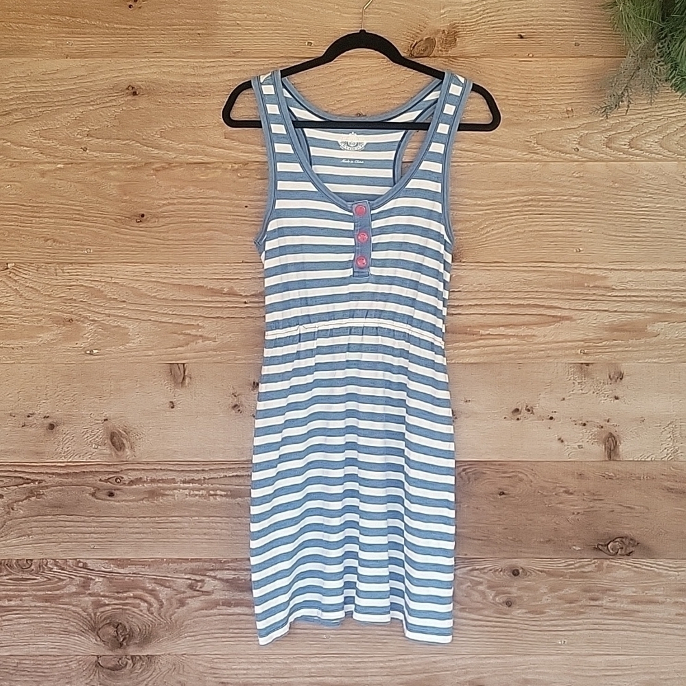 Juicy Couture Blue and White Striped Midi Dress Size Small